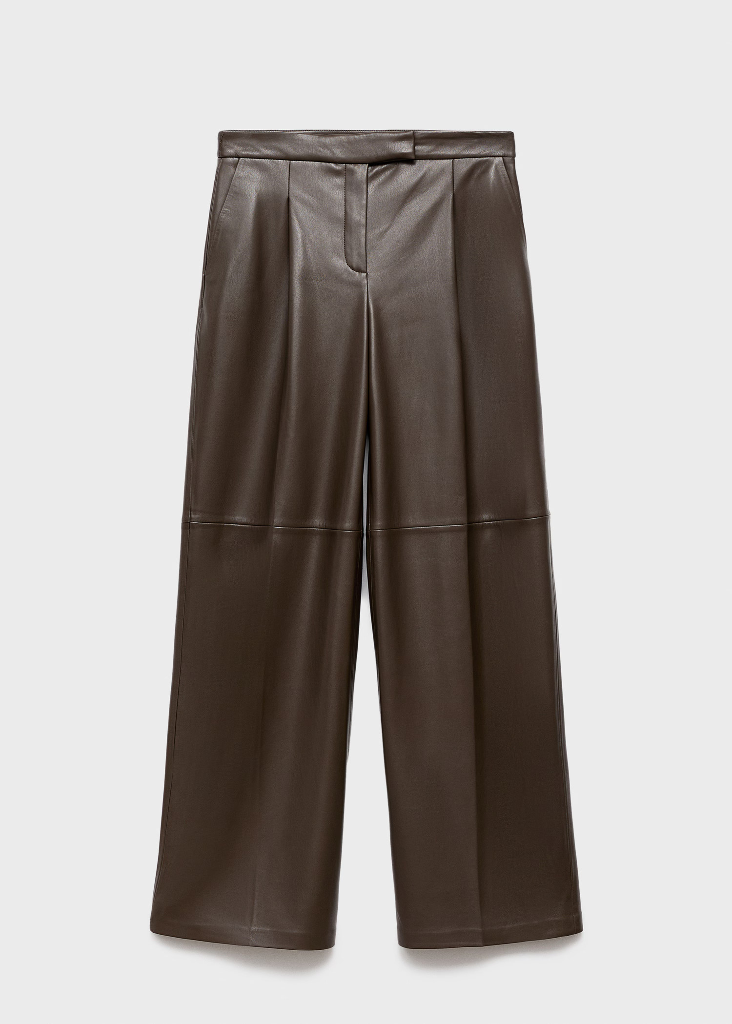 Leather-effect wide-leg trousers - Women | MANGO United Kingdom | MANGO (UK)