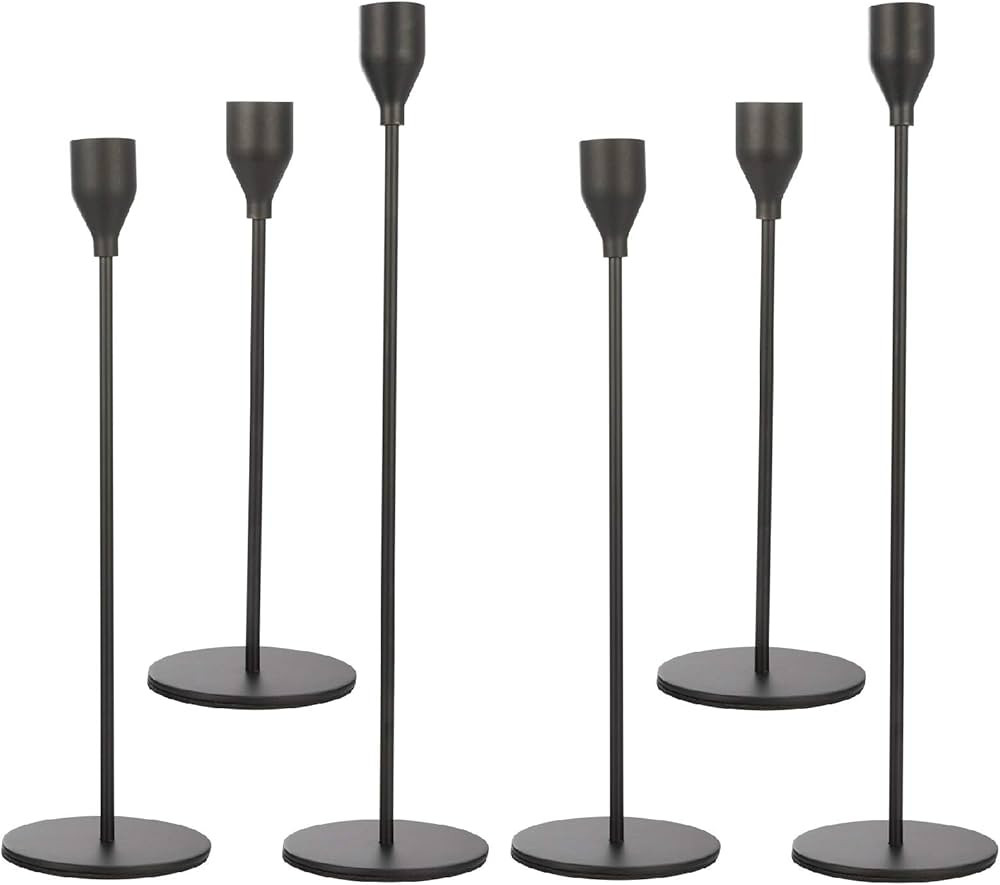 Anndason Set of 6 Black Taper Candle Holders Decorative Candlestick Holder for Home Decor, Weddin... | Amazon (US)