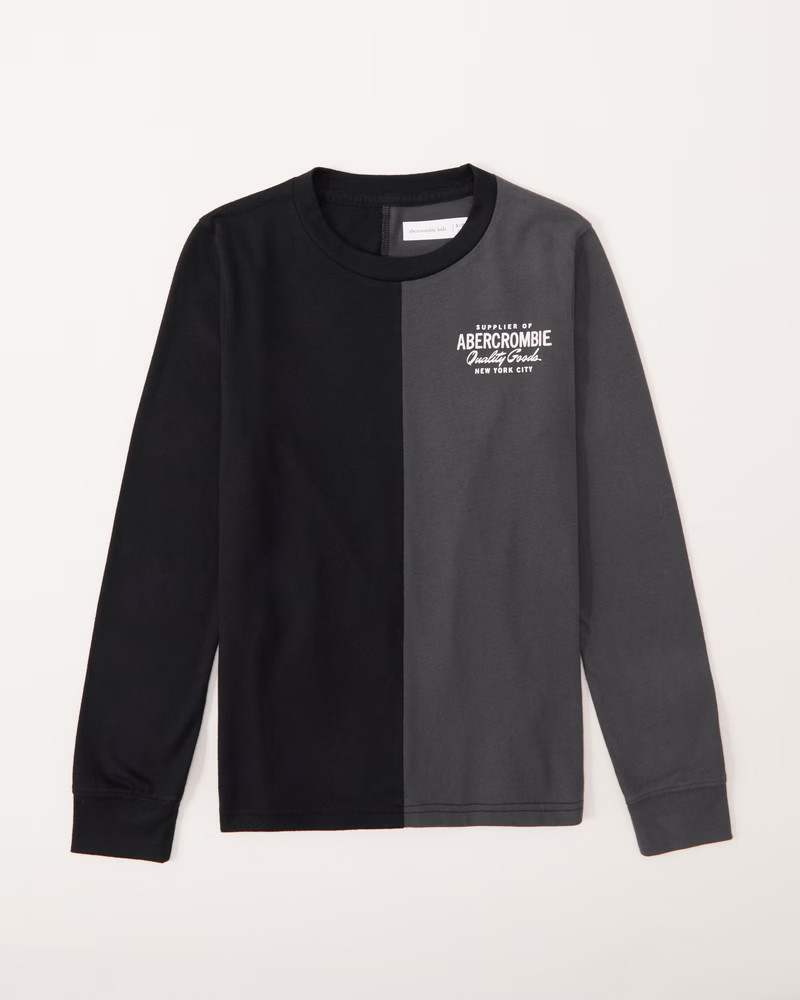long-sleeve spliced print logo tee | Abercrombie & Fitch (US)