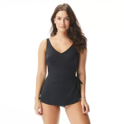 ROXANNE Women's Sarong One Piece Swimsuit, Black | Belk