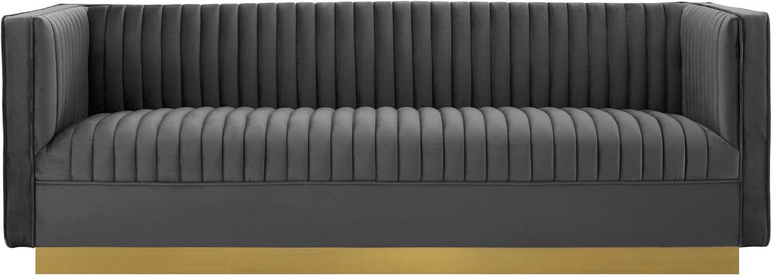 Sanguine Gray Vertical Channel Tufted Performance Velvet Sofa EEI-3405-GRY | 1stopbedrooms