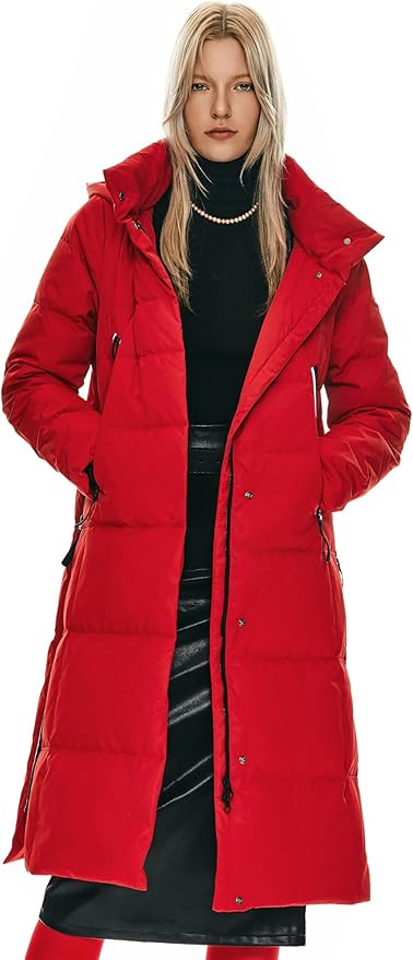 Orolay Women's Thickened Long Down Jacket Winter Down Coat Hooded Puffer Jacket with Side Zipper | Amazon (US)