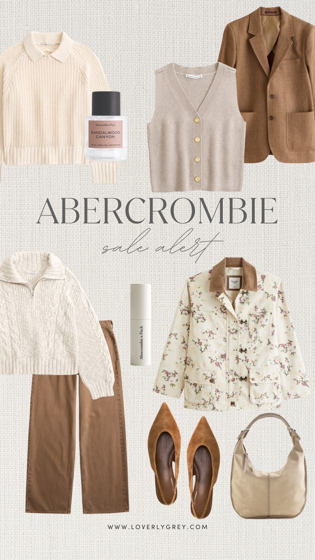 So many good neutral fall staples at Abercrombie right now. I’m loving the sweater vest, cable knit, brown denim and floral jacket for easy everyday fall outfits.
