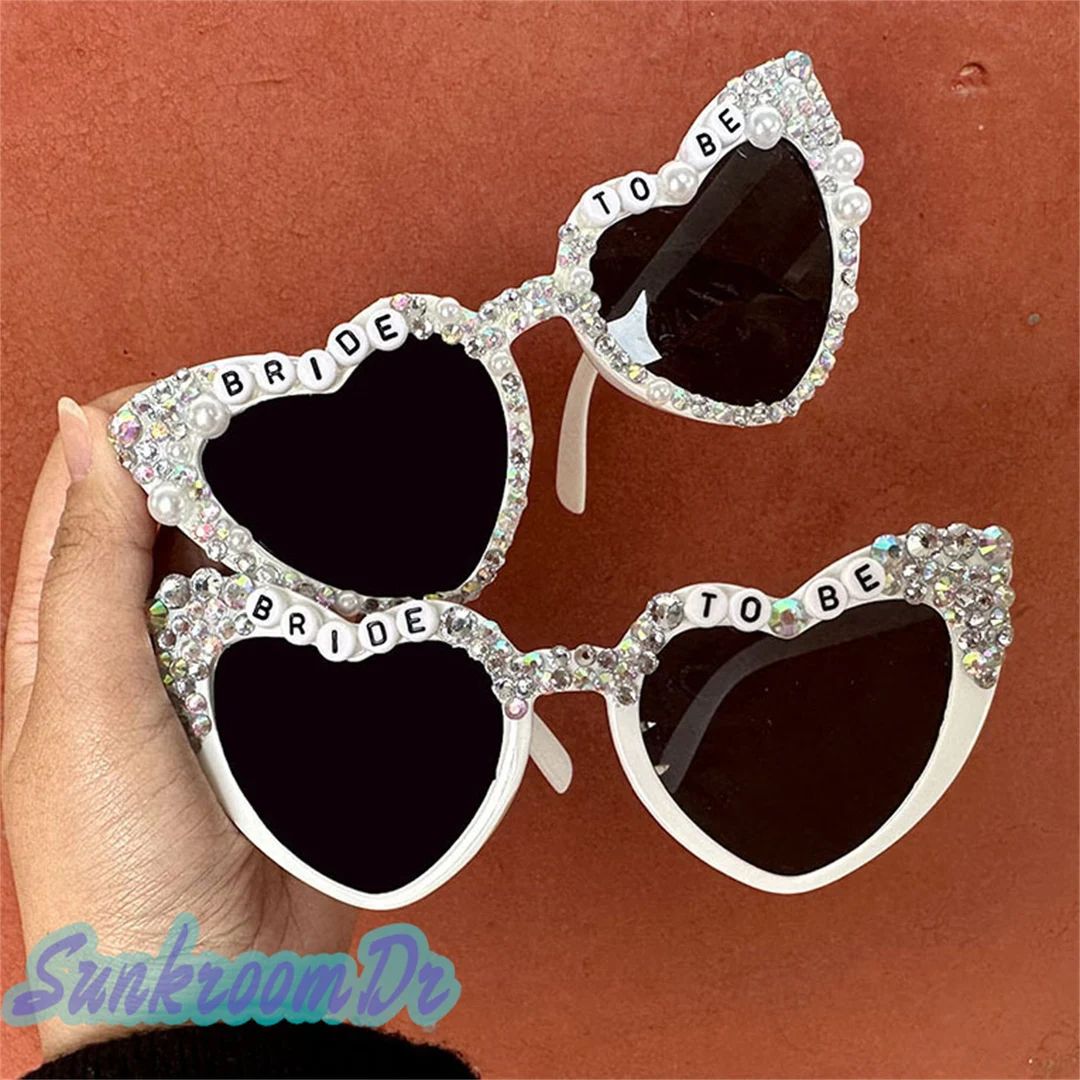 Rhinestone Bride to Be Sunglasses Vintage Love Heart Shaped - Etsy | Etsy (US)