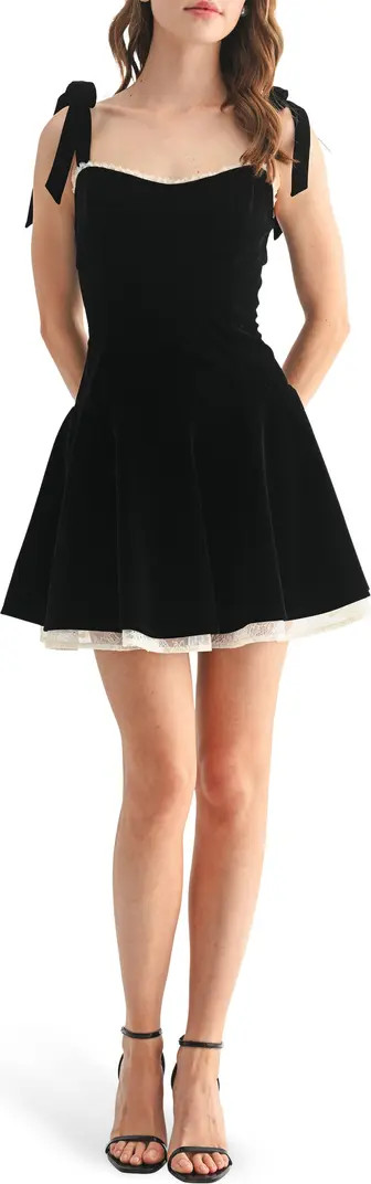 Lush Tie Strap Lace Trim Fit & Flare Minidress | Nordstromrack | Nordstrom Rack