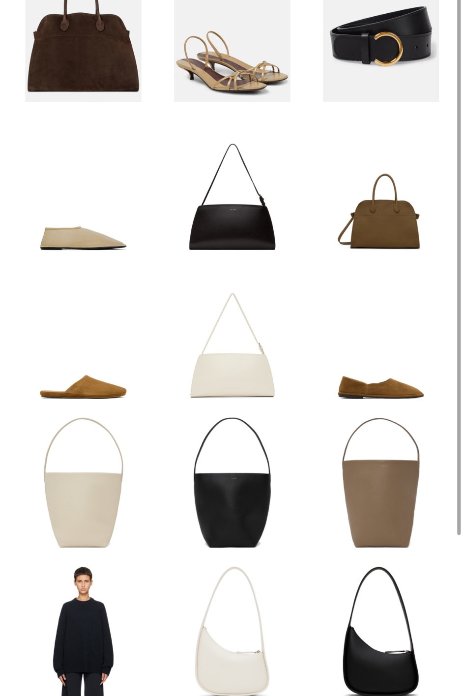 Some of my favorite new in pieces from The Row and a few of my favorite bags I own like the half moon bag and the medium park tote in stock! 

#LTKGiftGuide #LTKshoecrush #LTKitbag