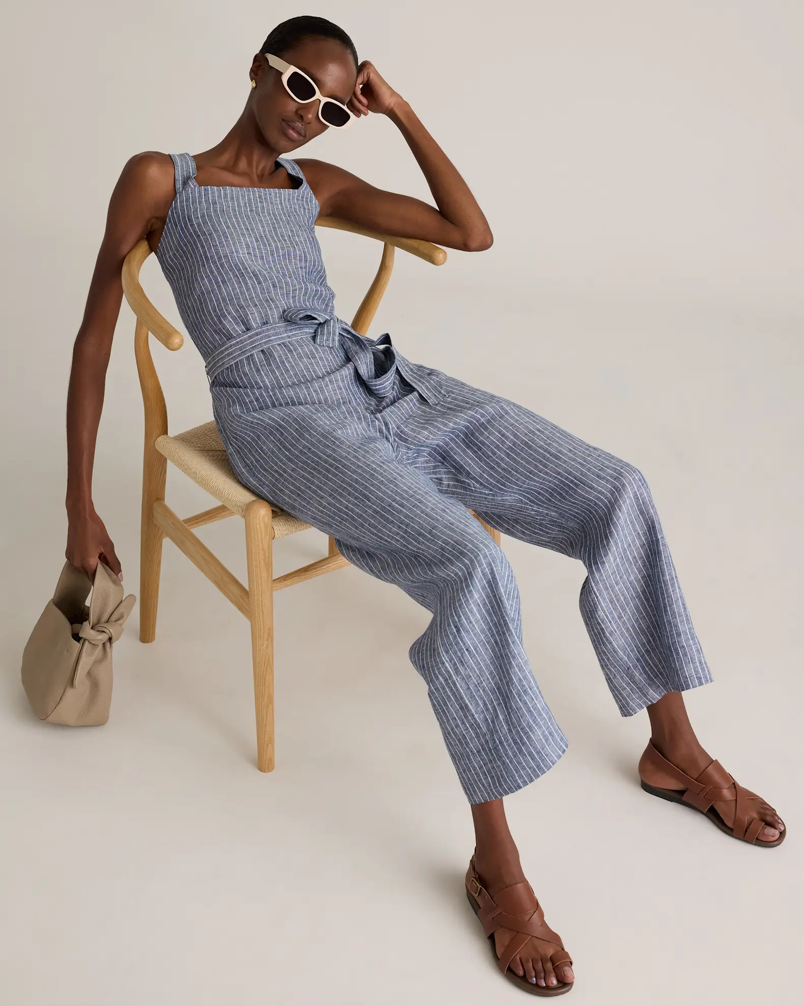 100% European Linen Square Neck Jumpsuit | Quince