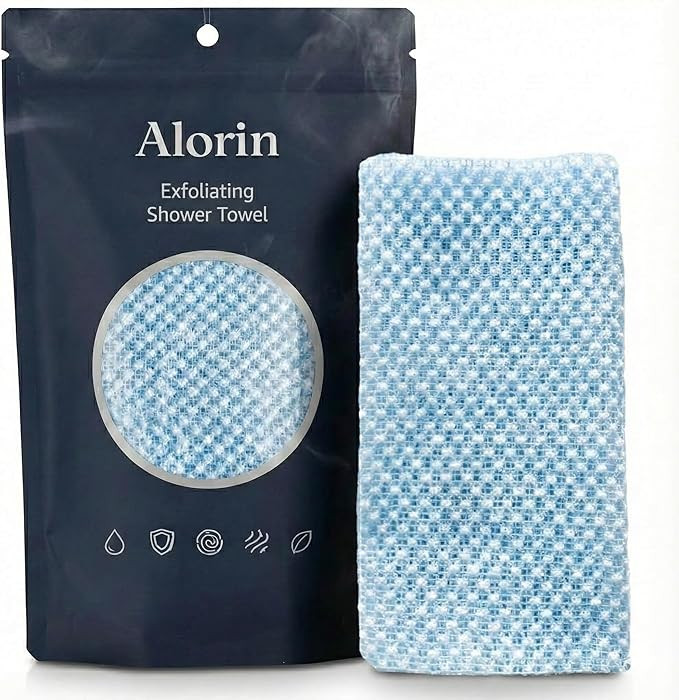 Alorin's Exfoliating Shower Towel, Alorin Silver Towel, Exfoliating Skin Bath Towel, Premium Scru... | Amazon (US)