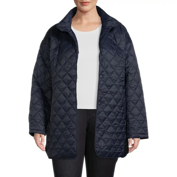 Time and Tru Women's and Plus Quilted Barn Coat - Walmart.com | Walmart (US)