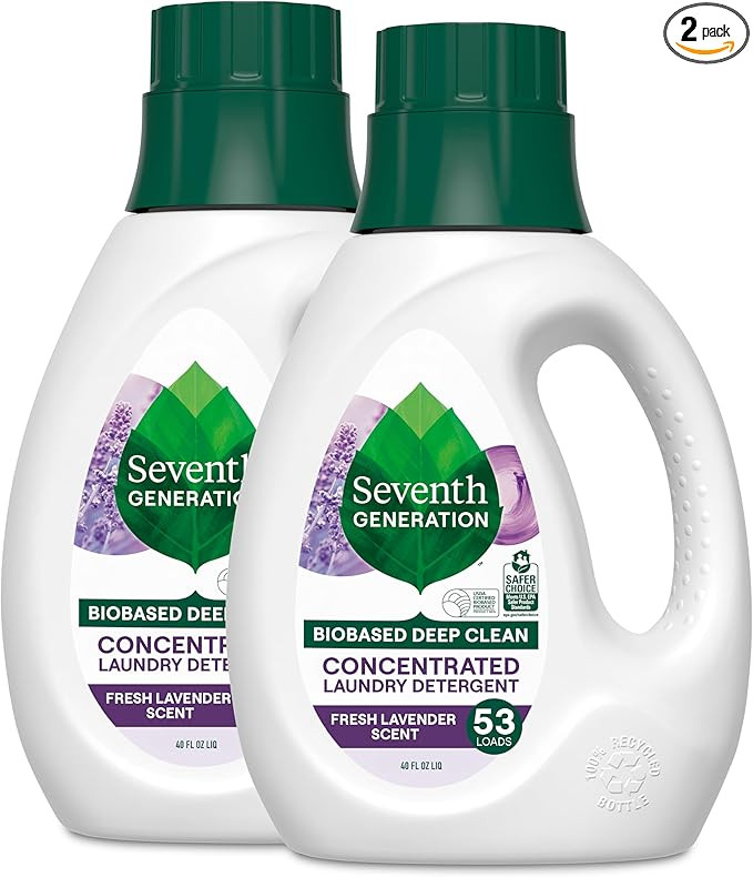 Seventh Generation Concentrated Laundry Detergent, Fresh Lavender scent, 40 oz, Pack of 2 (106 Lo... | Amazon (US)