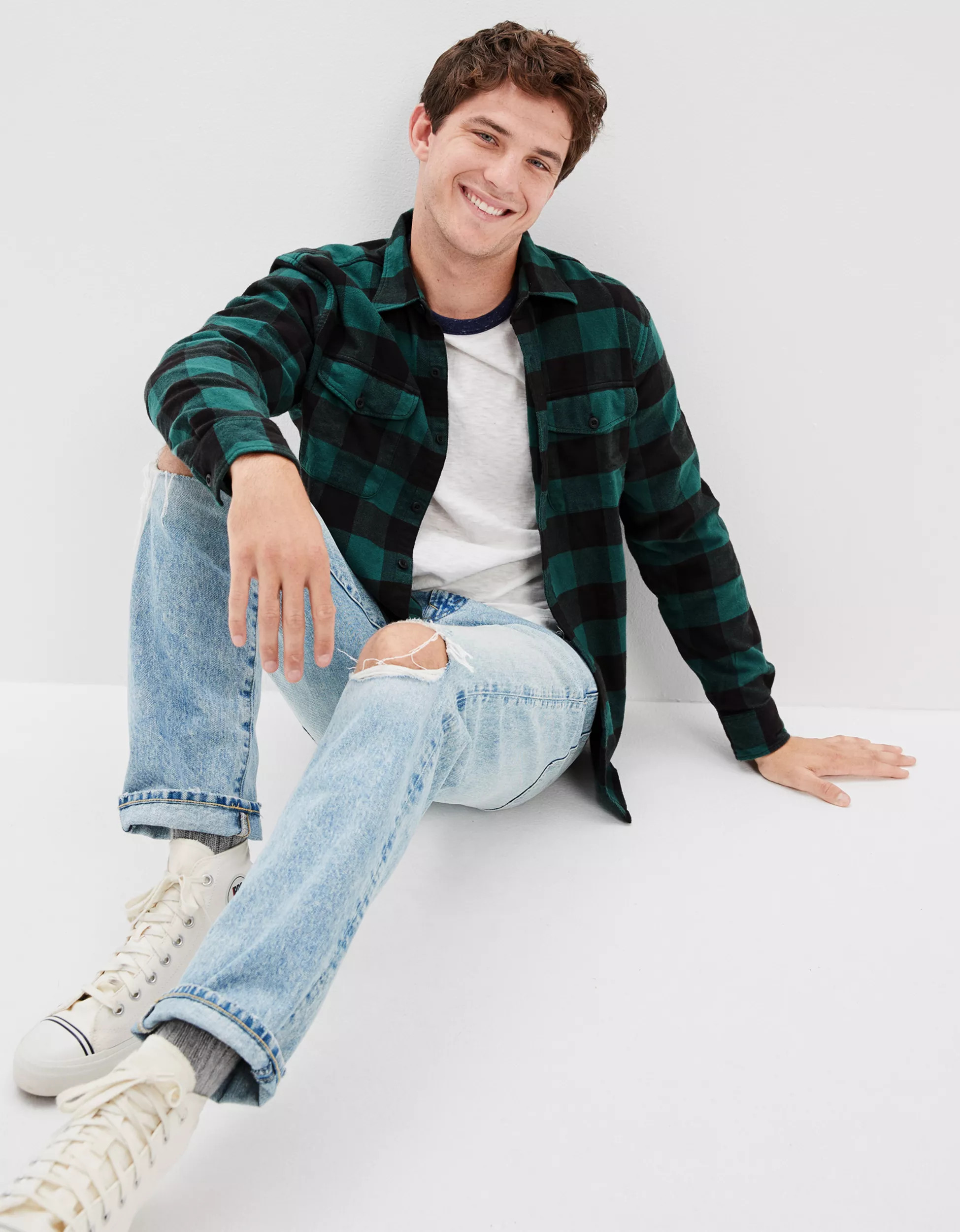 AE Super Soft Plaid Flannel Shirt | American Eagle Outfitters (US & CA)