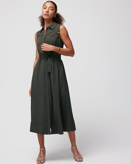 Sleeveless Cutout Pleated Midi Dress | White House Black Market