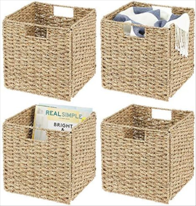 Large Woven Rectangular Storage Basket Gray/White - Brightroom™