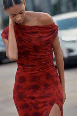 Endless Rose Off-Shoulder Side-Slit Slim Maxi Dress | Anthropologie (US)