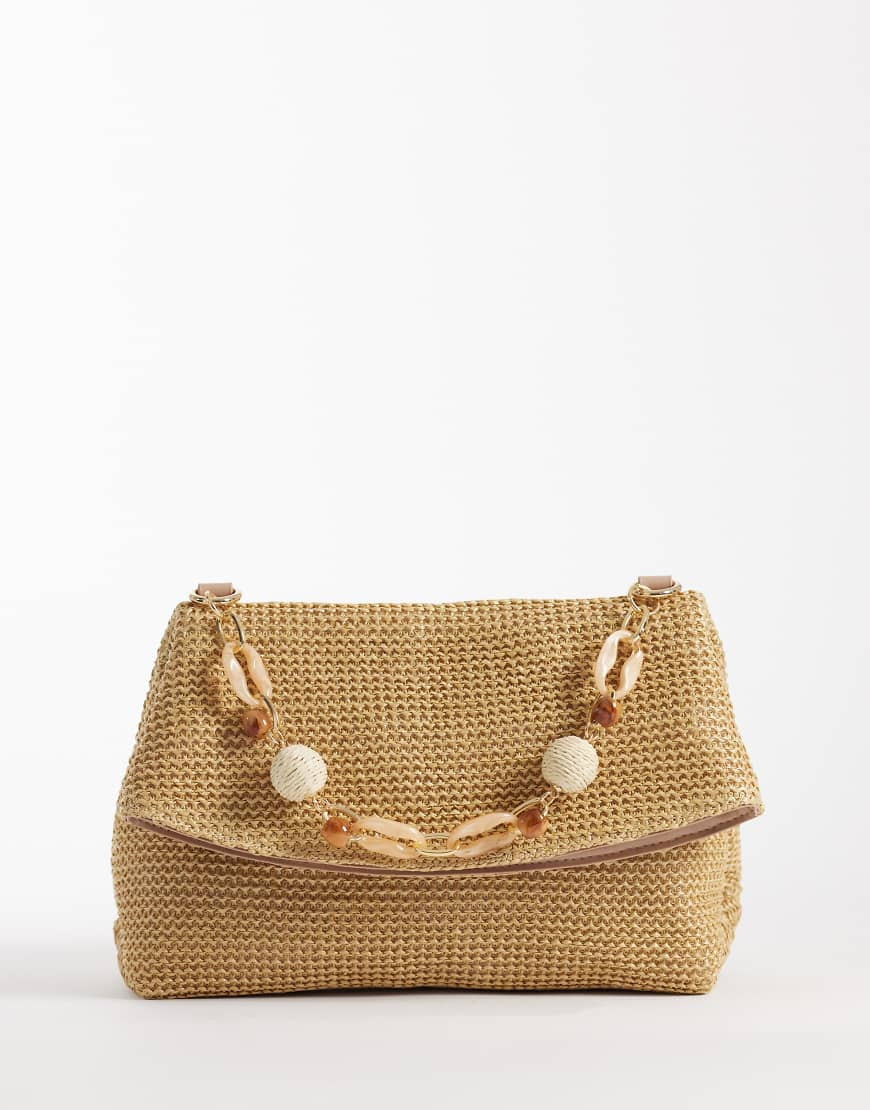 ASOS DESIGN straw clutch bag with resin strap in natural-Neutral | ASOS (Global)