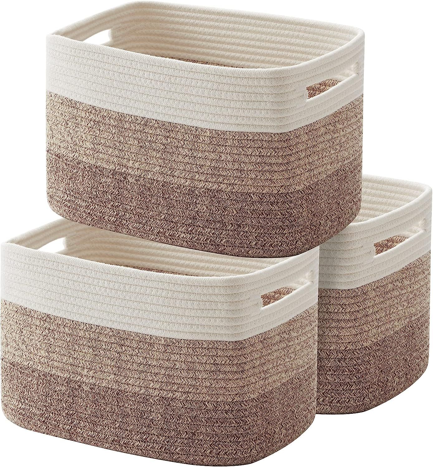 OIAHOMY Storage Basket, Woven Baskets for Storage, Cotton Rope Basket for toys,Towel Baskets for ... | Amazon (US)