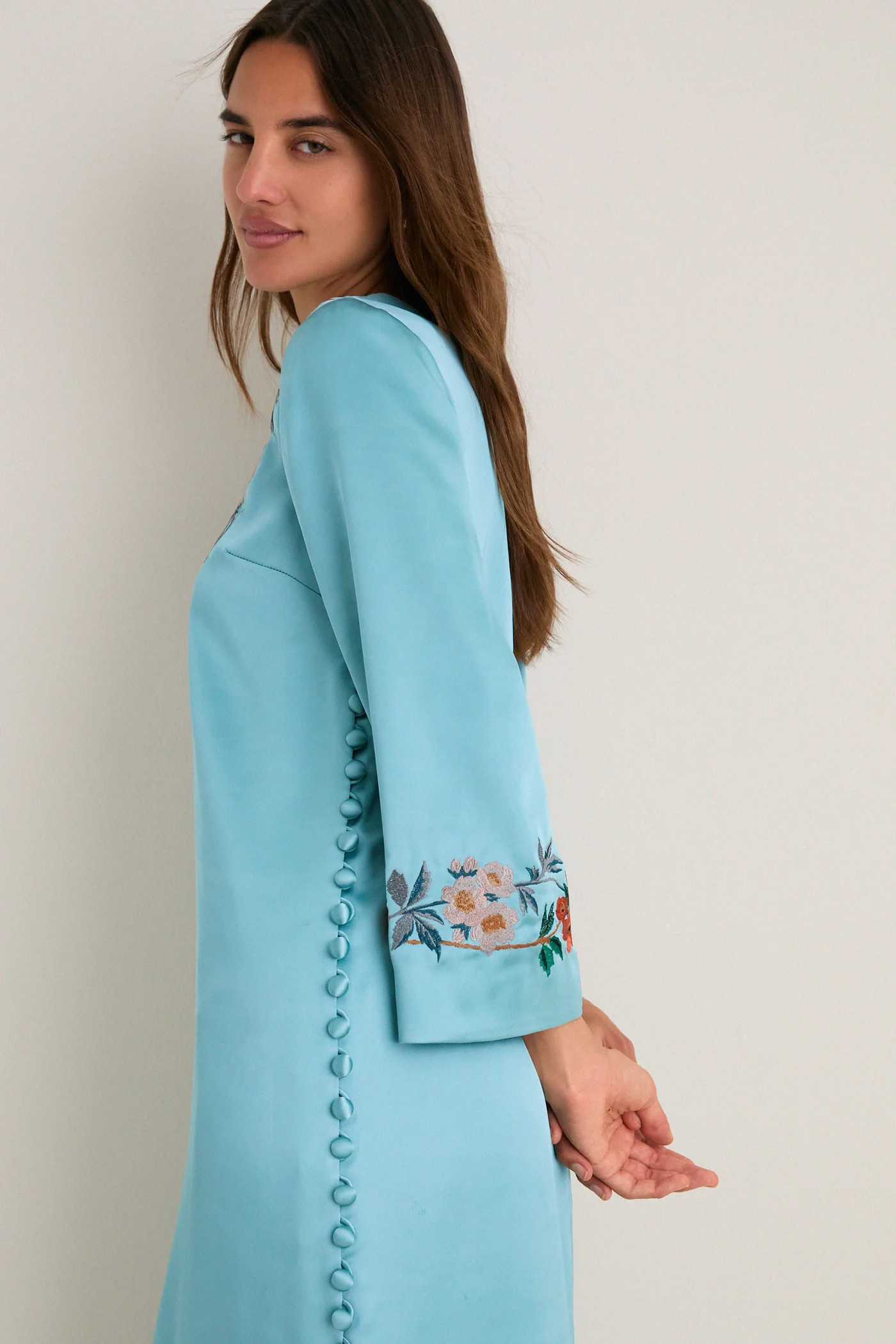 Cameo Blossom Embroidered Duchess Satin Jamie Dress | Tuckernuck (US)