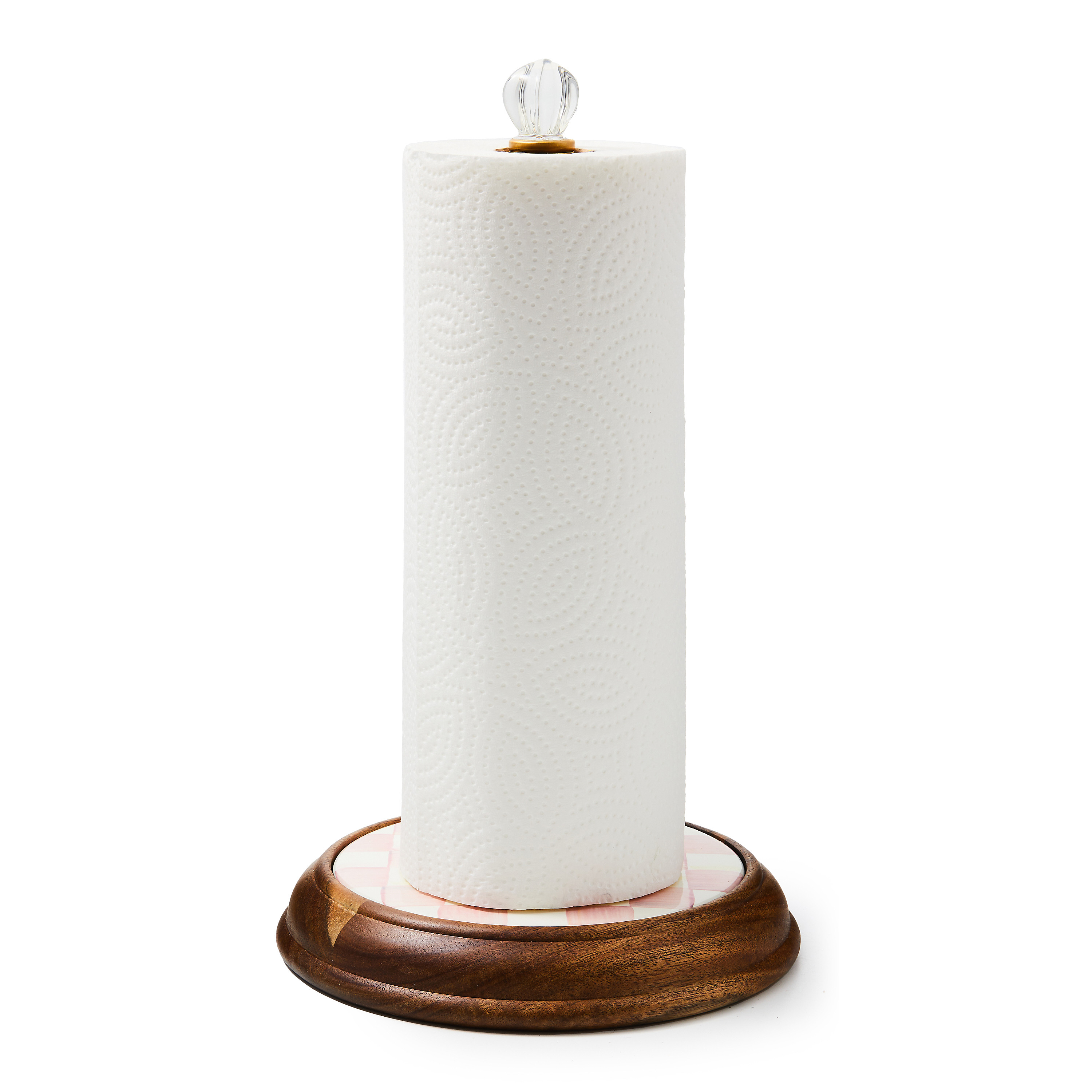 MacKenzie-Childs Rosy Check Wood Paper Towel Holder