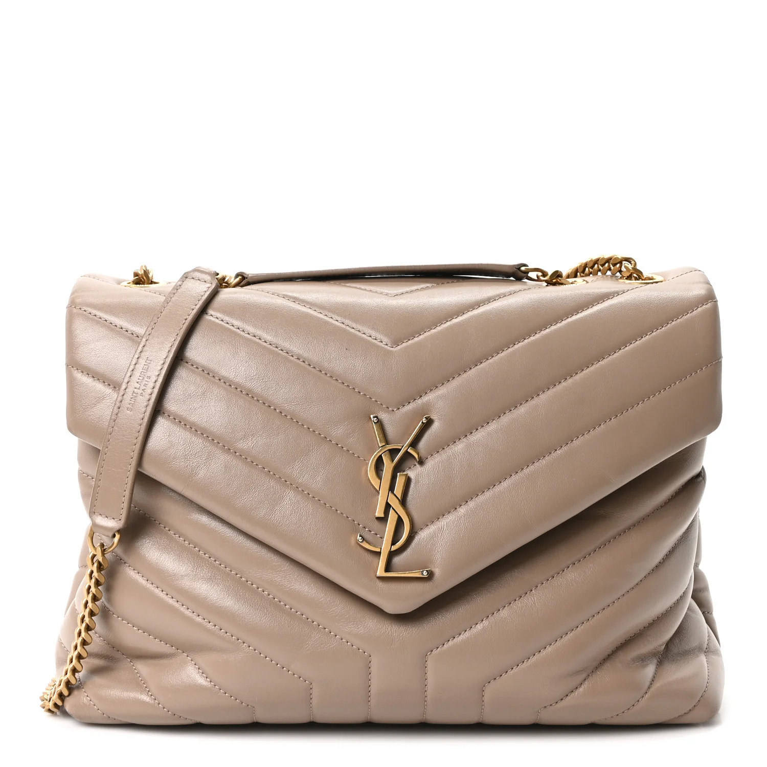 Saint Laurent Calfskin Y Quilted Monogram Medium Loulou Chain Satchel Dusty Grey 1874596 | FASHIONPHILE (US)