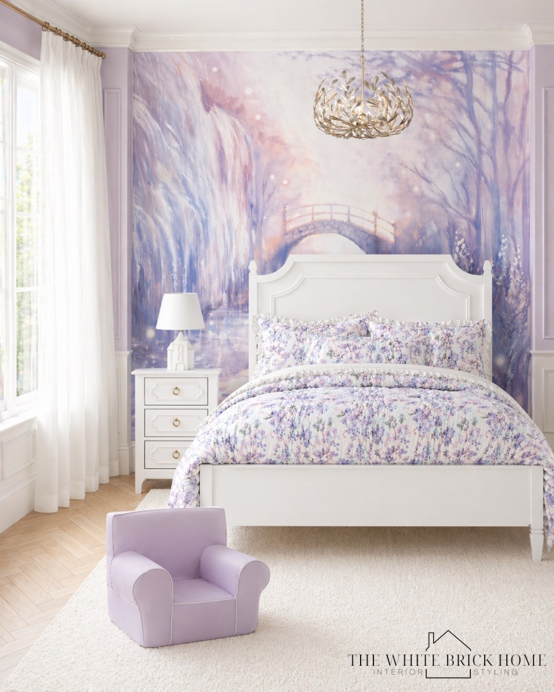 A dreamy, light filled retreat where soft floral, airy drapery, and a magical mural create the sweetest storybook bedroom. 
🖤🖤
Princess, princess bedroom, girls room decor, girls room bedding, girls room ideas, purple bedroom, purple room, princess bedroom ideas, princess room design, girls room rug, girls room bed, girls room drapes, girls room curtains, girls room ideas, girls room furniture, girls room lamp, girls room lighting, girls room wallpaper, Disney princess bedroom, princess bedroom, kids room decor ideas, pottery barn kids, wayfair 


#LTKHome #LTKKids #LTKootd