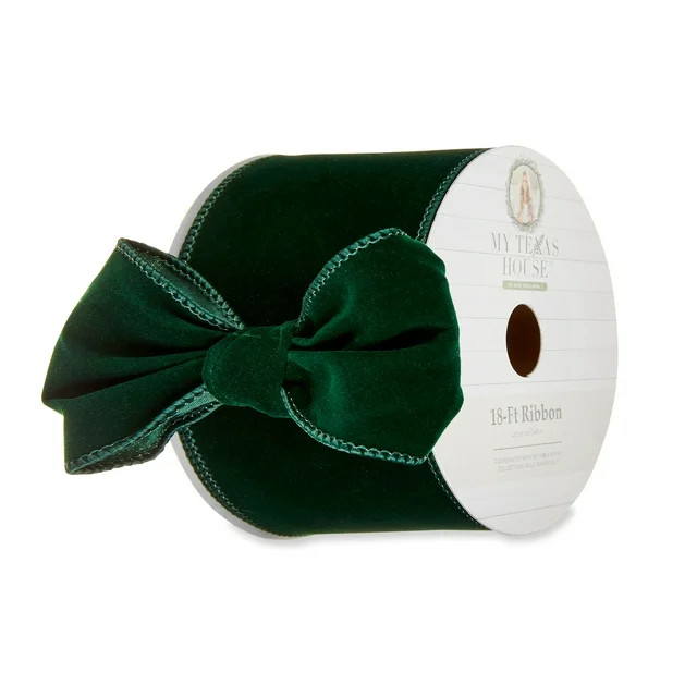 My Texas House Reversible Green Velvet Ribbon, 18‘ | Walmart (US)