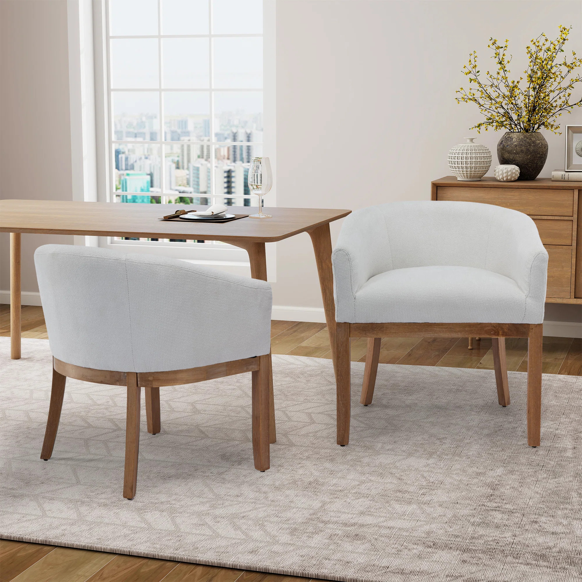 Modern Upholstered Barrel Dining Chairs (Set of 2) | Wayfair North America