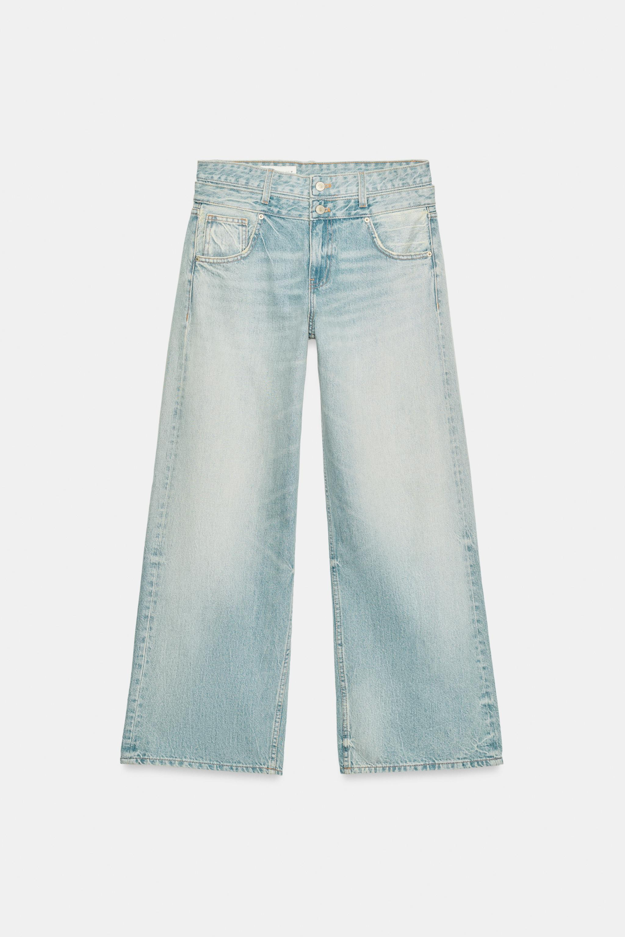 TRF STRAIGHT JEANS WITH DOUBLE WAISTBAND MID-WAIST | Zara UK