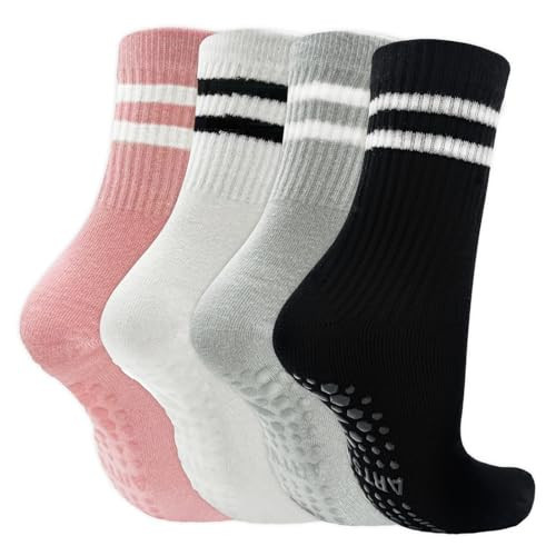 Zirvkan Pilates Socks with Grips for Women, Non Slip Grippy Socks, Soft Yoga & Barre Sock for Athletic Workout Hospital Gym, 4 Paris | Amazon (US)