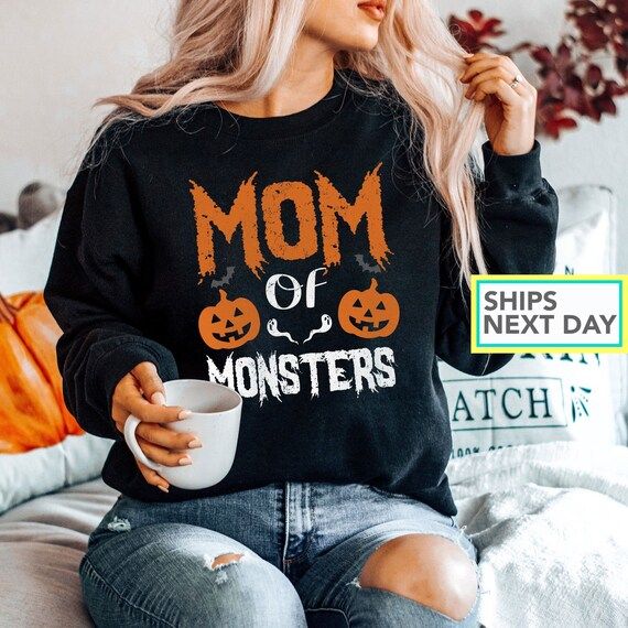 Mom Halloween Outfit, Mom of Monsters Halloween Sweatshirt, Funny Fall Crewneck Sweater, Momster ... | Etsy (US)