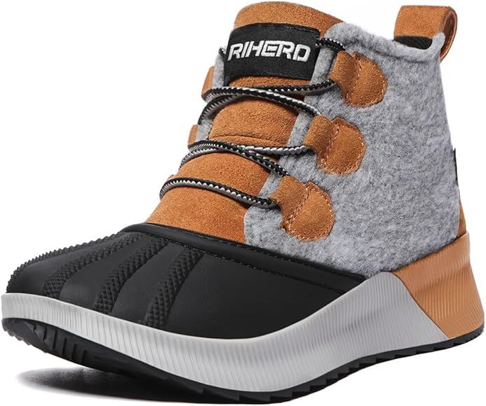 Rihero Women's Waterproof Hiking Boots Fashion Outdoor Lightweight Leather Suede Booties | Amazon (US)