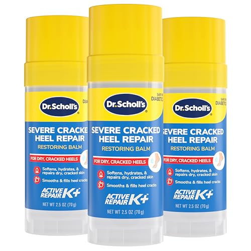 Dr. Scholl's Severe Cracked Heel Repair Restoring Balm 2.5oz, with 25% Urea for Dry, Cracked Feet, Heals and Moisturizes for Healthy Feet, Epsom Salt Soothes, Safe for Diabetics, 3-pack | Amazon (US)