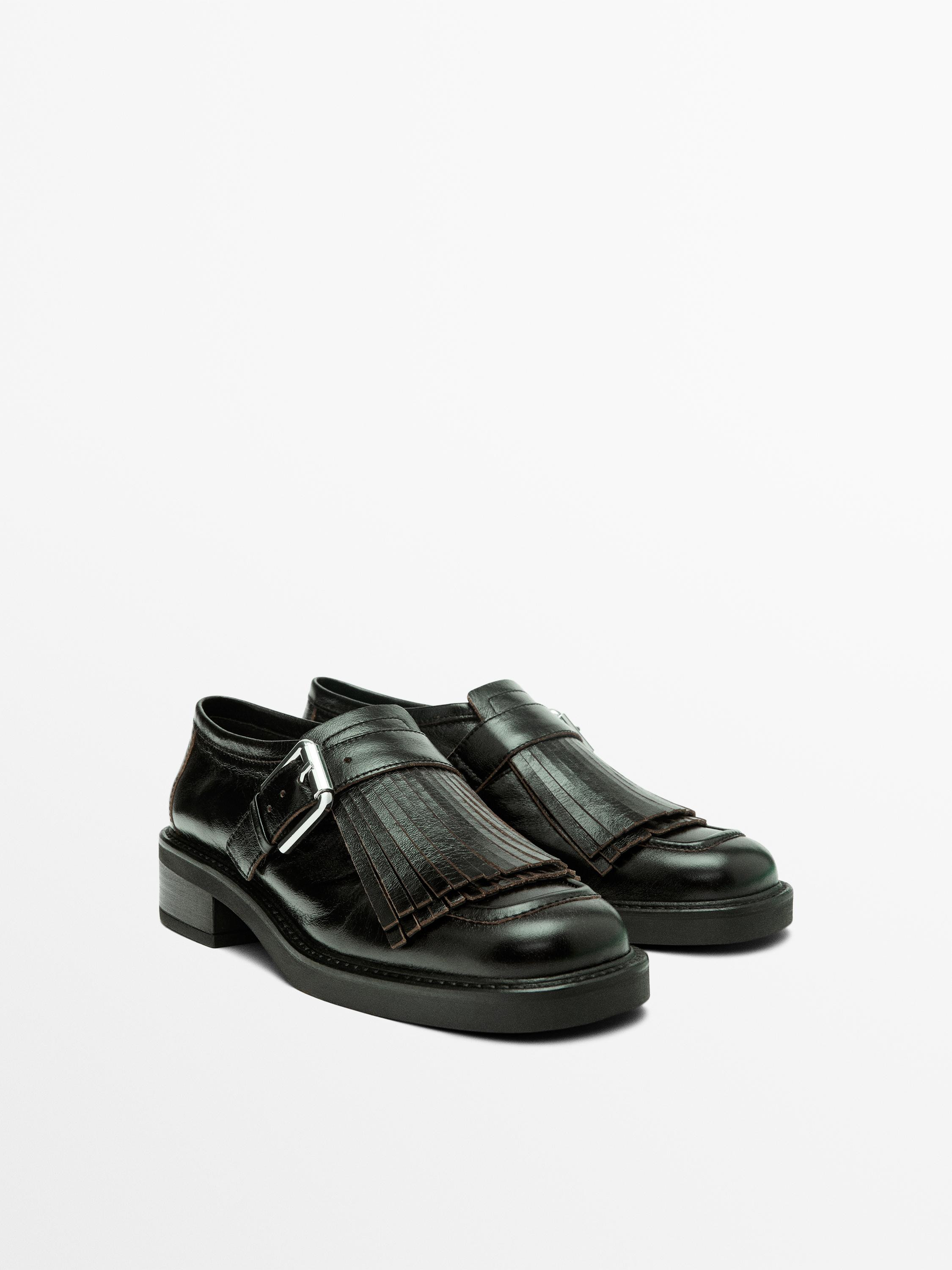 Buckled derby shoes with fringe | Massimo Dutti UK