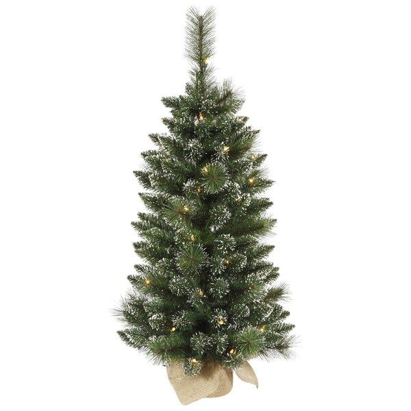 Vickerman Green Plastic 3-foot Snow-tipped Mixed Pine and Berry Christmas Tree with 50 Warm White LED Lights (As Is Item) | Bed Bath & Beyond
