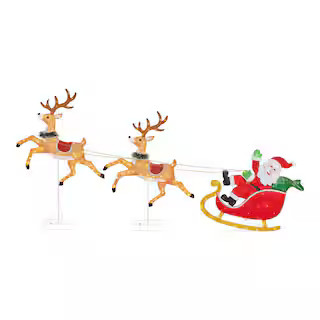 6 ft. LED Santa's Sleigh with Reindeer Holiday Yard Decoration | The Home Depot
