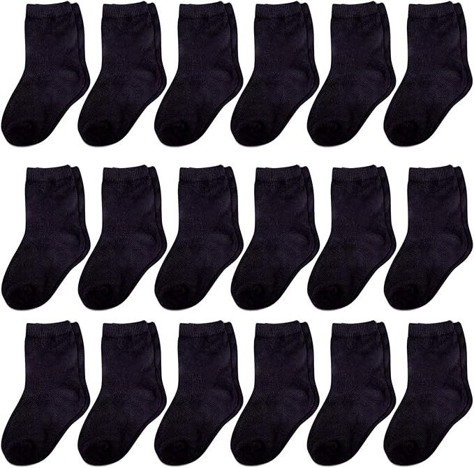 Duufin 18 Pairs Toddler Crew Socks Mid Cut Kids Socks Mid Calf Toddler Socks | Amazon (US)
