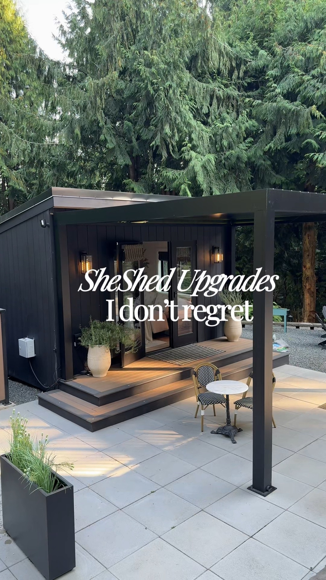 Shed: 10’x16’ with faux wood detail
Paint: Glidden Hourglass matte, faux limewash technique
Faux beams
Amazon pergola



#LTKHome #LTKSaleAlert