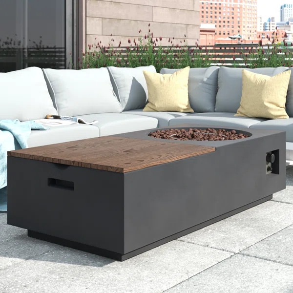 Beppe 15'' H x 56.25'' W Concrete Propane Outdoor Fire Pit Table | Wayfair North America