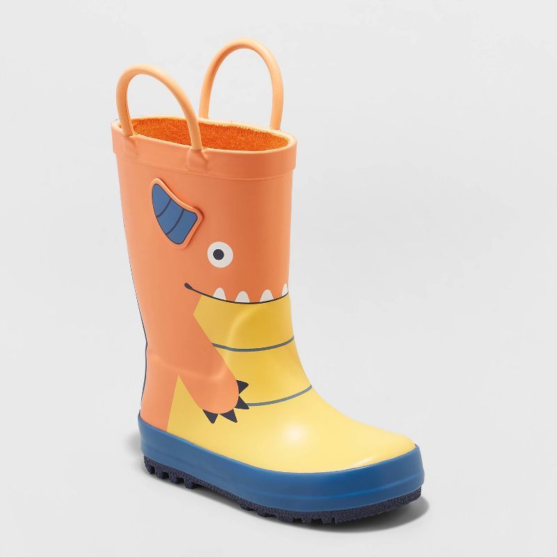 Toddler Boys&#39; Leif Pull-On Rain Boots - Cat &#38; Jack&#8482; Orange 6 | Target