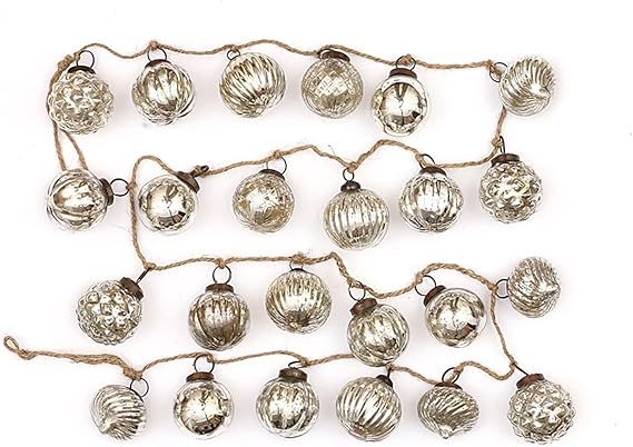 One Holiday Way 72-Inch Embossed Mercury Glass Ornament Christmas Tree Garland w/Antique Silver F... | Amazon (US)
