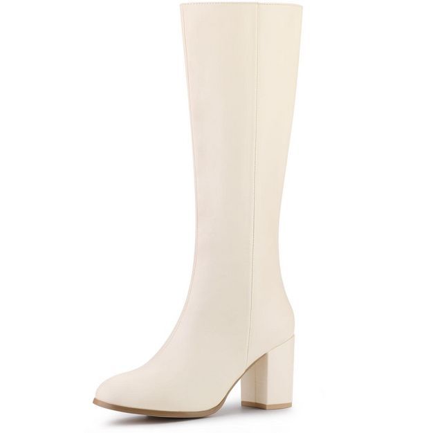 Allegra K Women's Zip Block Heels Knee High Boots | Target