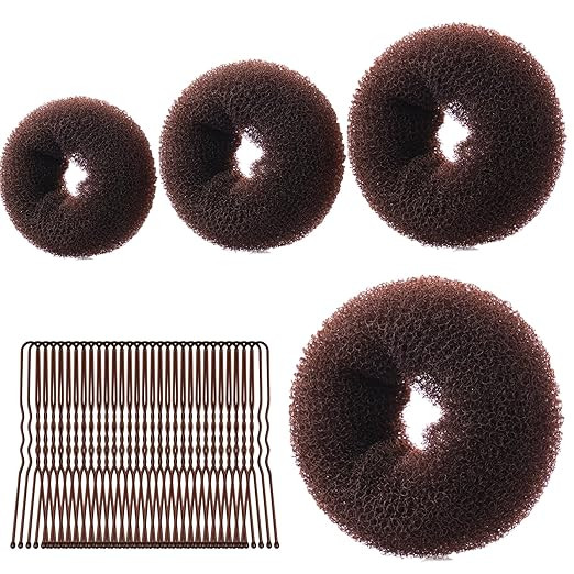 URAQT Donut Hair Bun Set, 4PC Dutt Maker, Duttkissen Groß und klein mit 30 U-Form Haarspange,Don... | Amazon (DE)