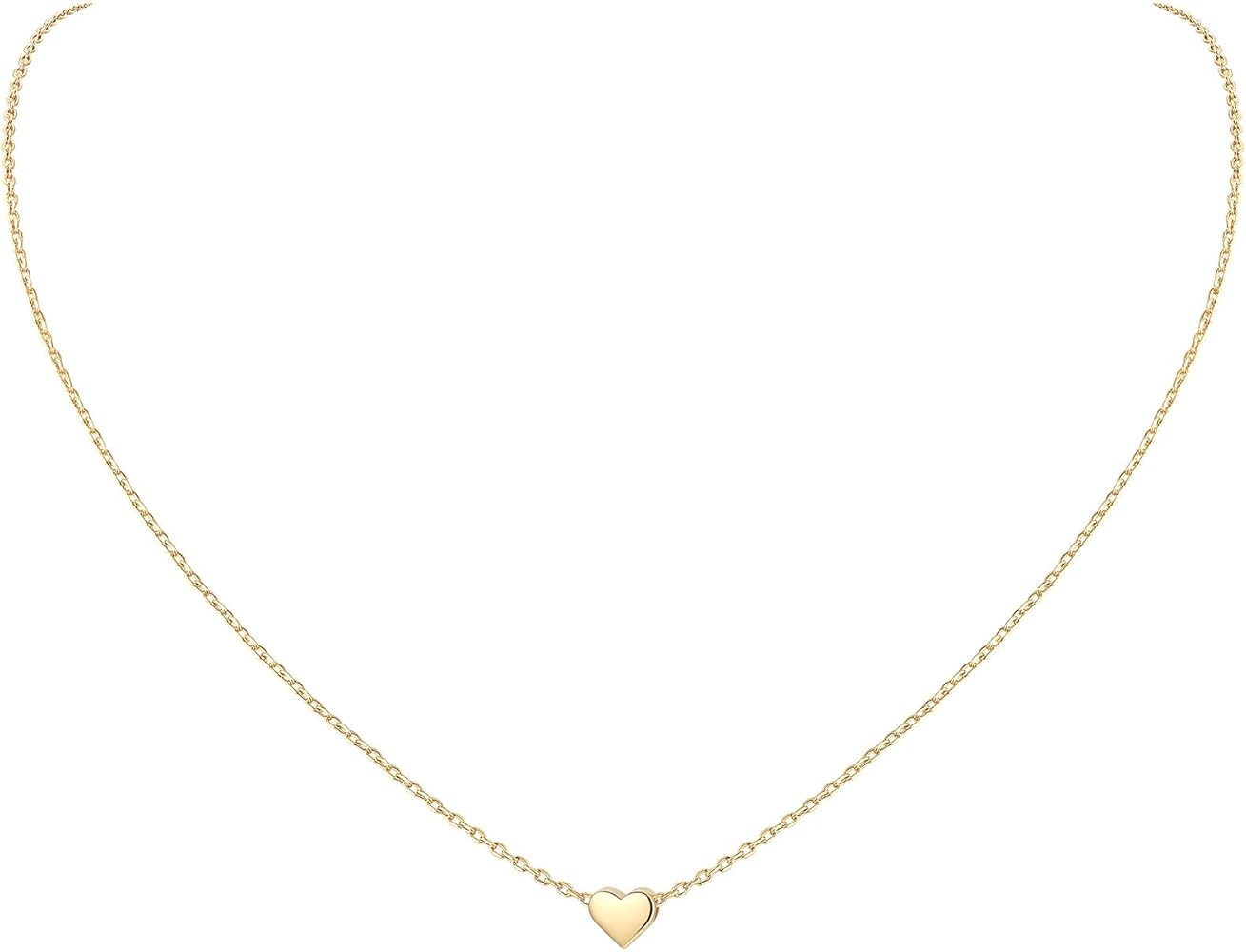 ChicSilver Personalized 925 Sterling Silver Dainty Small Heart/Star/Moon/Dot/Triangle Pendant Nec... | Amazon (US)