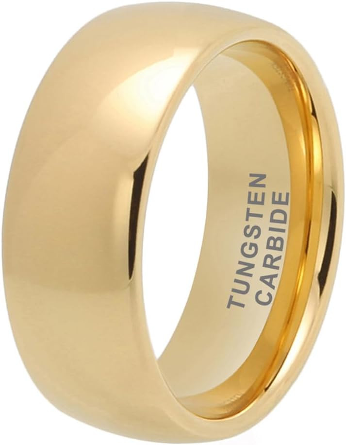 TUTISS 3mm 4mm 5mm 6mm 7mm 8mm 10mm Silver/Gold Tungsten Rings for Men Women Couple Fashion Jewelry Engagement Wedding Bands Domed Polished Comfort Fit | Amazon (US)