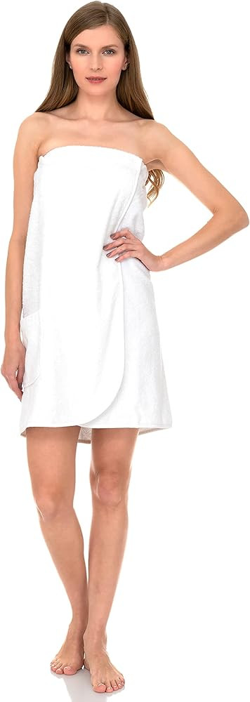TowelSelections Women's Wrap Adjustable Cotton Terry Spa Shower Bath Gym Cover Up | Amazon (US)