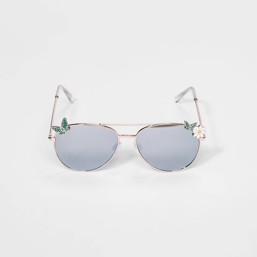 Girls' Butterfly Metal Aviator Sunglasses - Cat & Jack Gold | Target