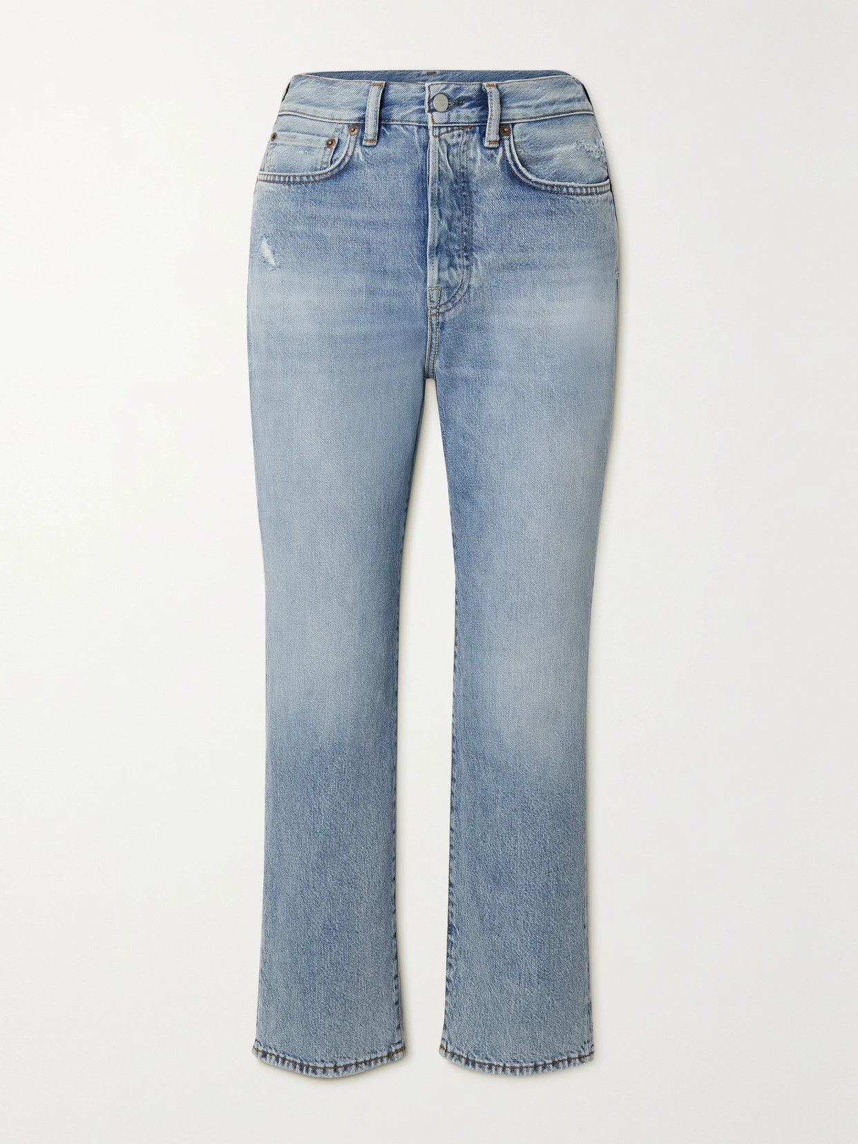 Acne Studios - Distressed High-rise Straight-leg Jeans - Blue | NET-A-PORTER (UK & EU)
