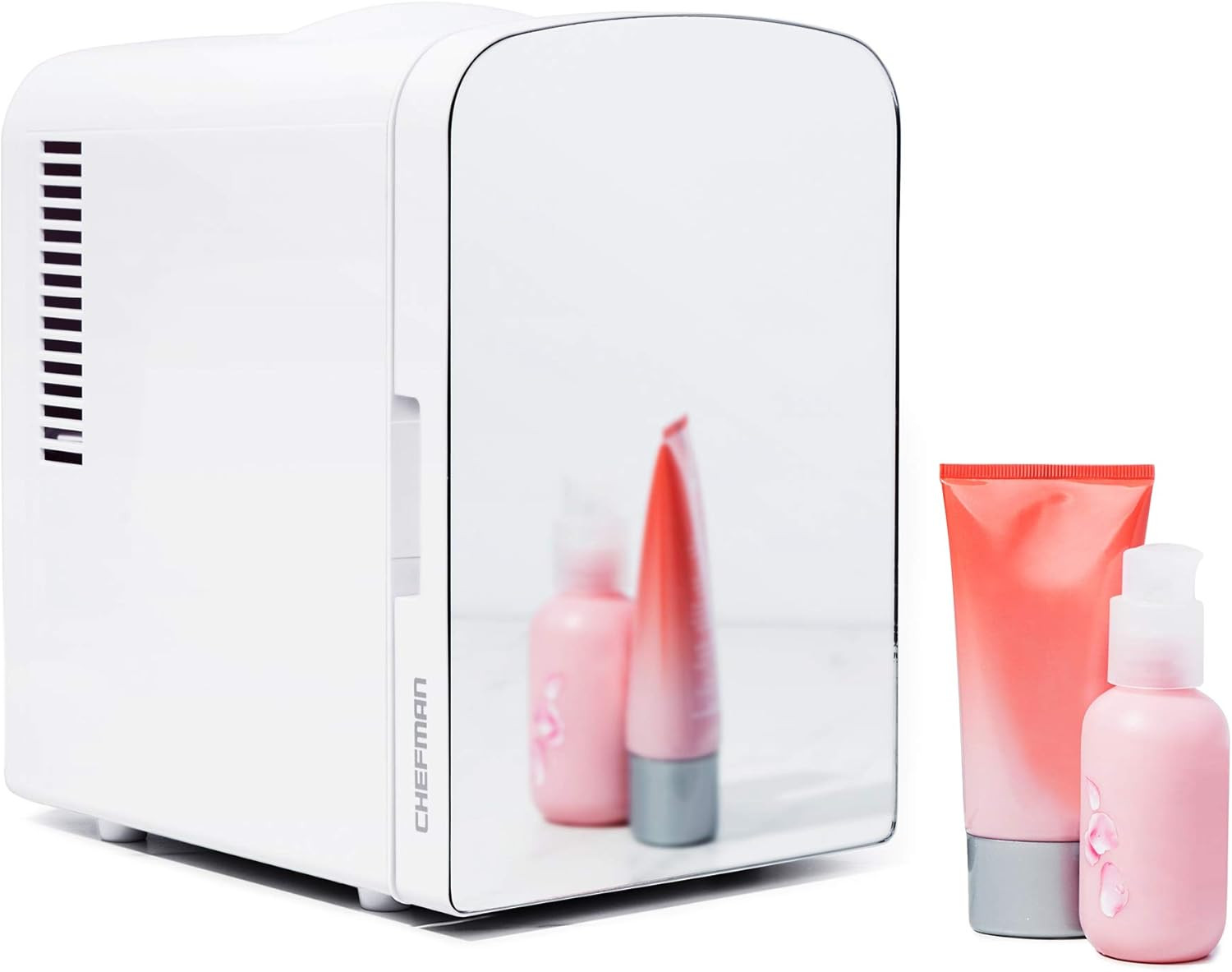 Amazon.com: Chefman Portable Mirrored Personal Fridge 4 Liter Mini Refrigerator, Skin Care, Makeu... | Amazon (US)