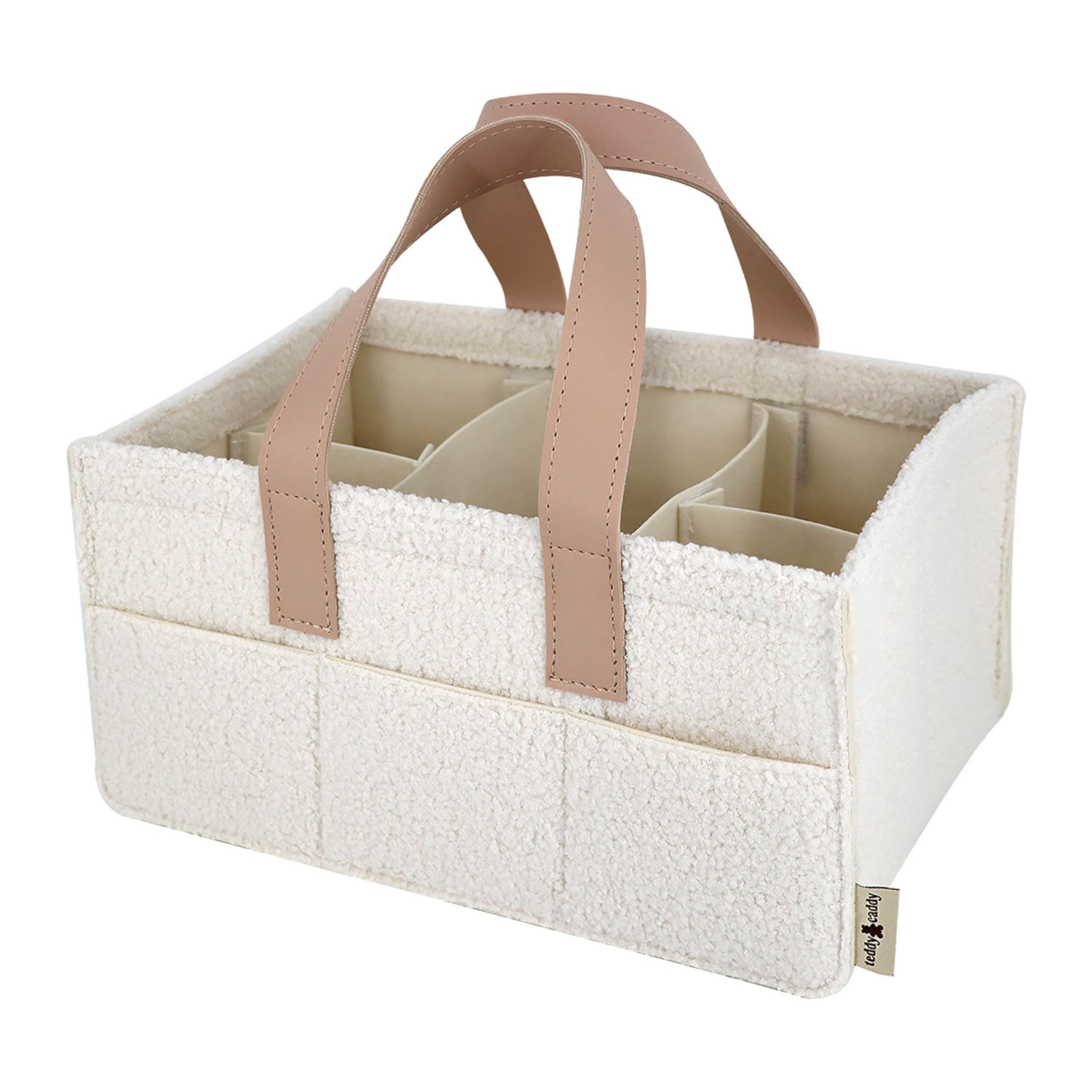 Teddy Sherpa Diaper Caddy - Beige Baby Nursery Organizer for Diapers and Essentials, Neutral Nurs... | Amazon (US)