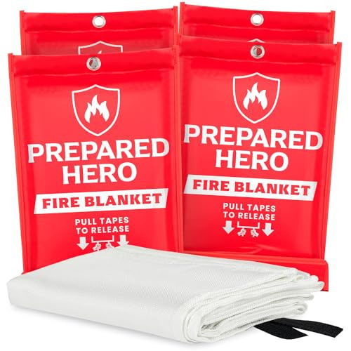 Prepared Hero Emergency Fire Blanket - 4 Pack - Fire Suppression for Kitchen, 40” x 40” Fiberglass Fire Blanket for Home | Amazon (US)