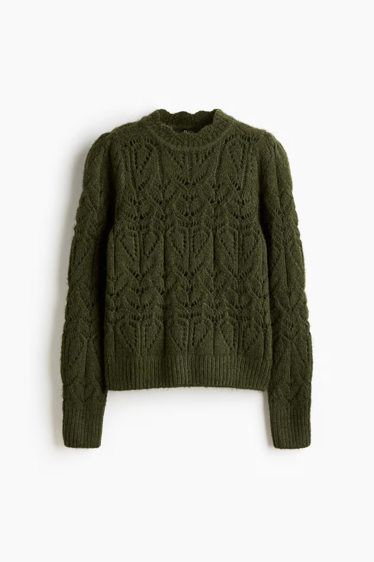Pointelle-knit jumper - Dark green - Ladies | H&M GB | H&M (UK, MY, IN, SG, PH, TW, HK)